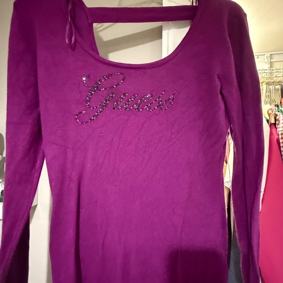 Guess Women's Vibrant Purple Long Sleeve Blouse - Picture 1 of 4